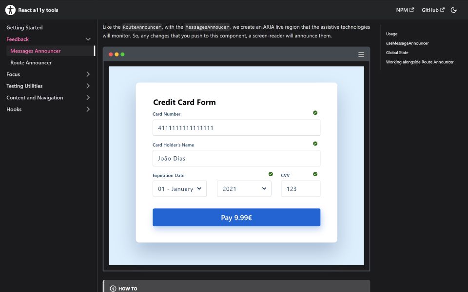 Component documentation page